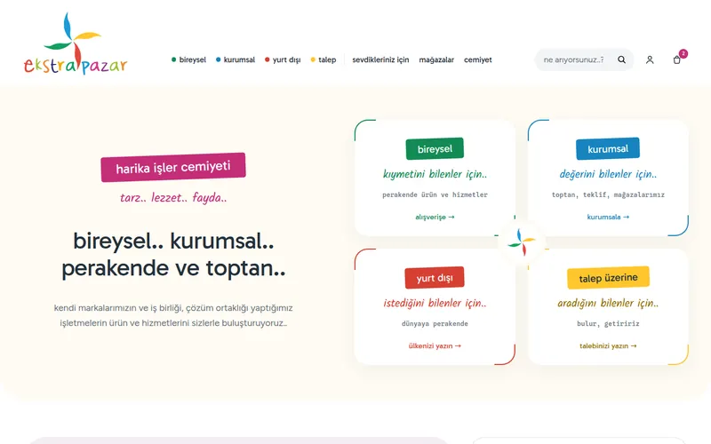The ekstrapazar catalogue link: screenshot of the home page